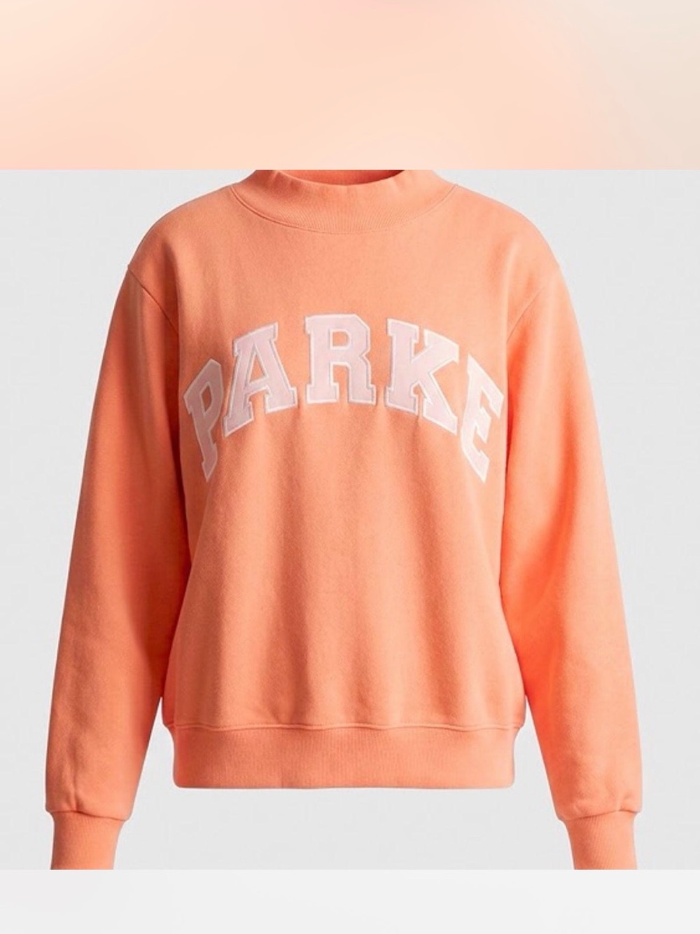 PARK Mock-Neck Crewneck Sweater in Peach Orange - Picture 5 of 5